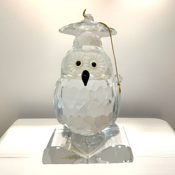 Shannon Crystal Graduation Owl Figurine with Mortar Board Sitting on a Book 5.5" - Picture 1 of 12